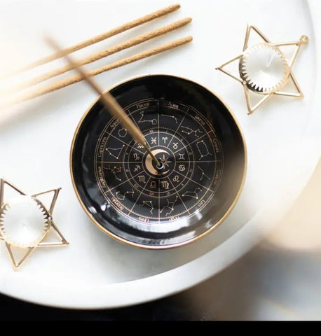 Astrology wheel incense holder