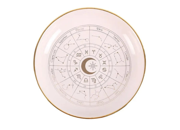 Astrology wheel trinket dish white