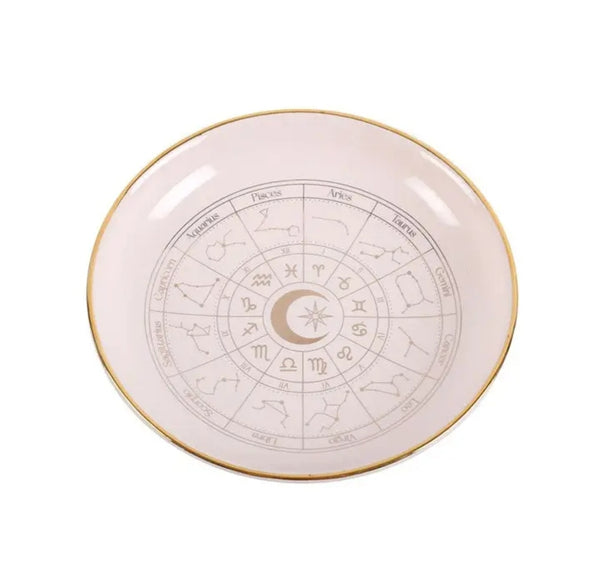 Astrology wheel trinket dish white