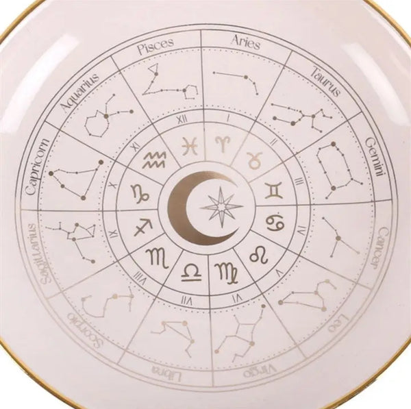 Astrology wheel trinket dish white