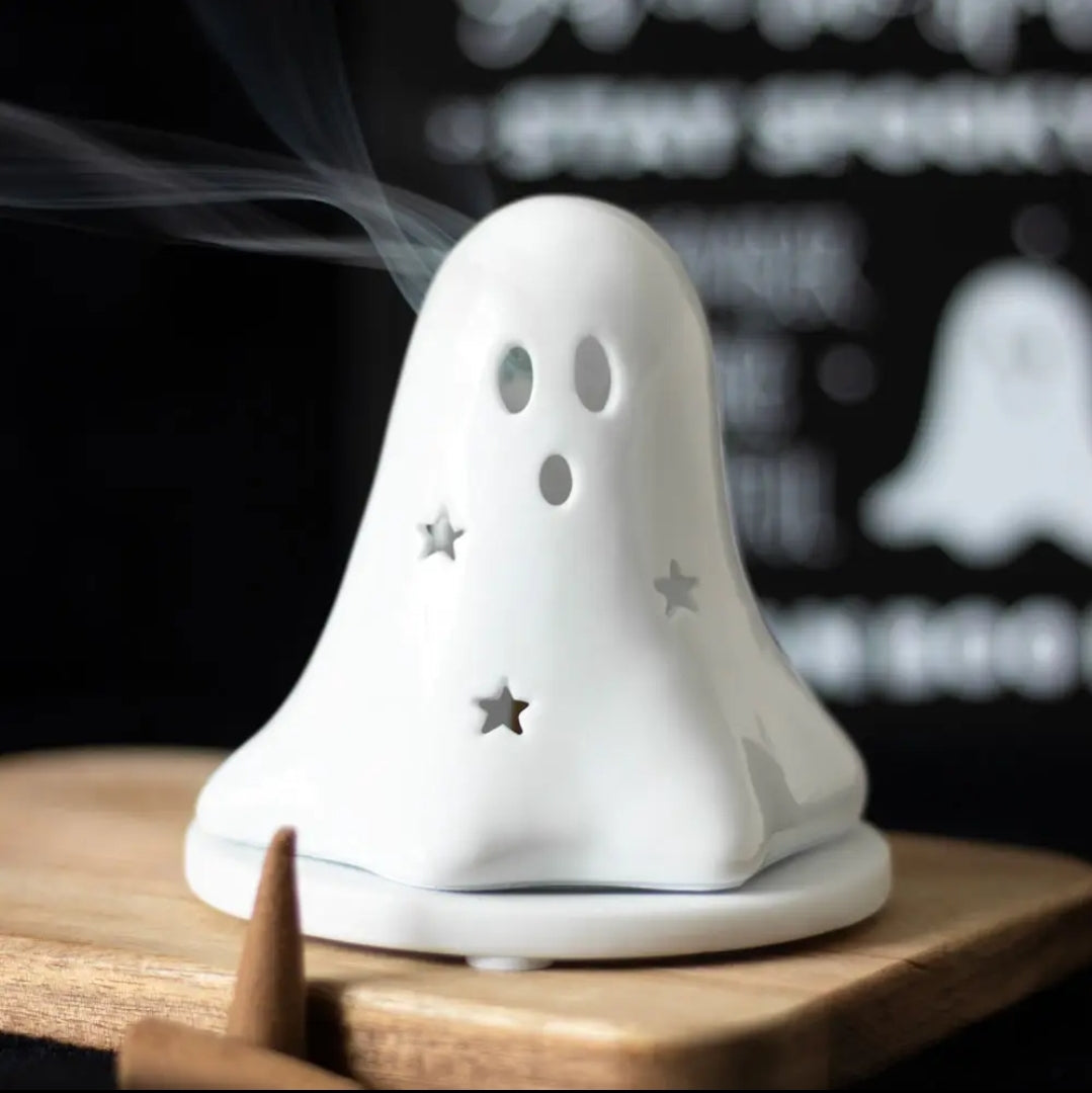 Ceramic tealight and incense ghost